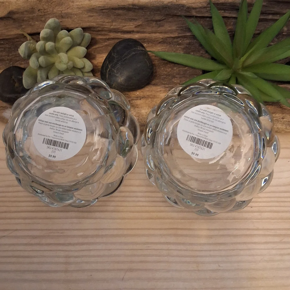 Pier 1 clear bubble glass votives